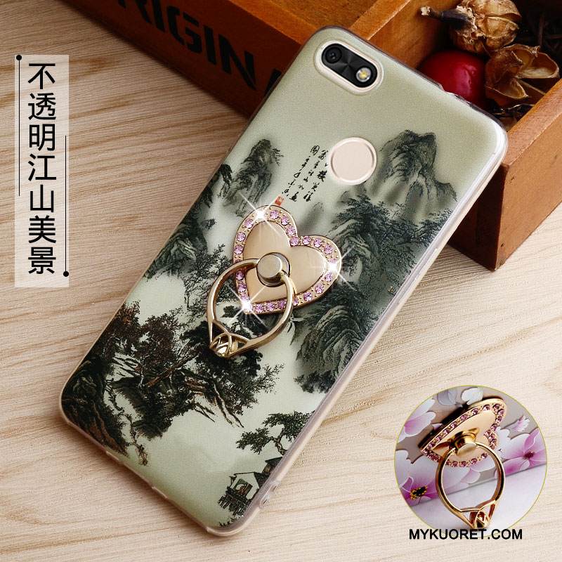 Kuori Huawei Y6 Pro 2017 Kohokuviointi Jauhe Läpinäkyvä, Kotelo Huawei Y6 Pro 2017 Maalaus Puhelimen Kuoret