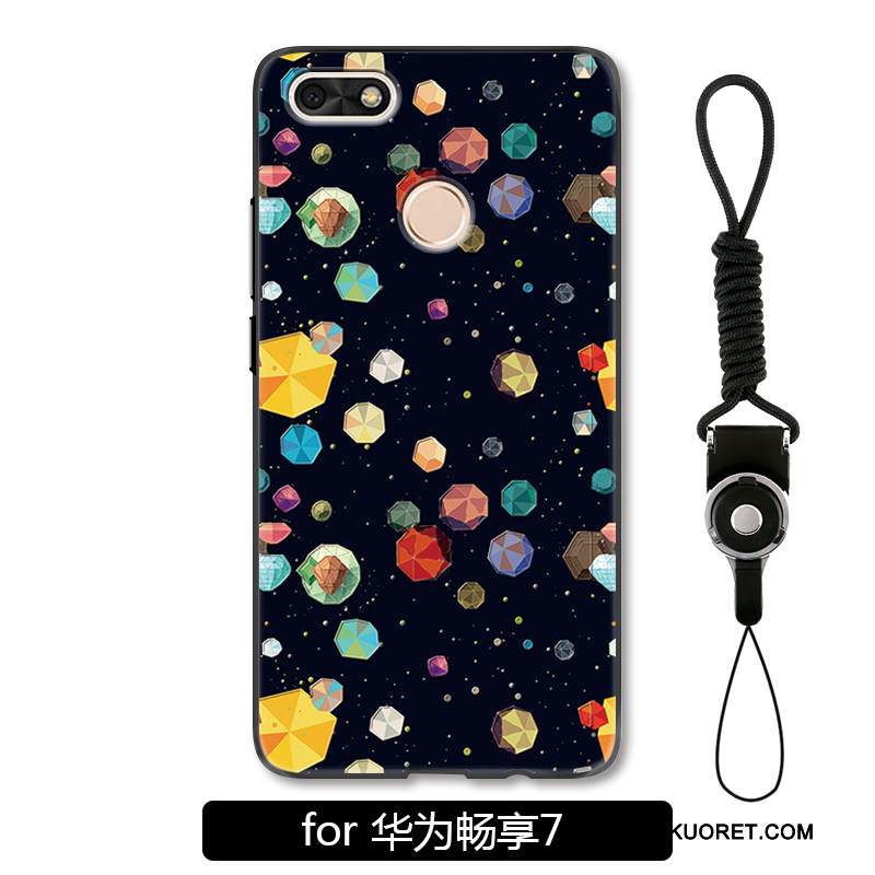 Kuori Huawei Y6 Pro 2017 Kohokuviointi Puhelimen Kuoret Pesty Suede, Kotelo Huawei Y6 Pro 2017 Monivärinen Persoonallisuus Värikäs