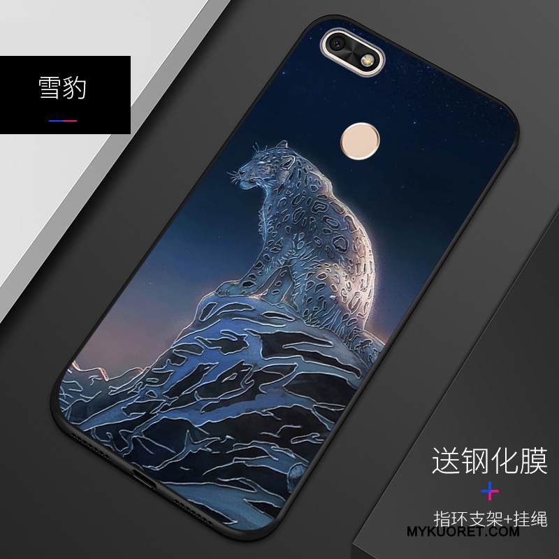 Kuori Huawei Y6 Pro 2017 Kohokuviointi Sininen Murtumaton, Kotelo Huawei Y6 Pro 2017 Suojaus Puhelimen Kuoret Muokata