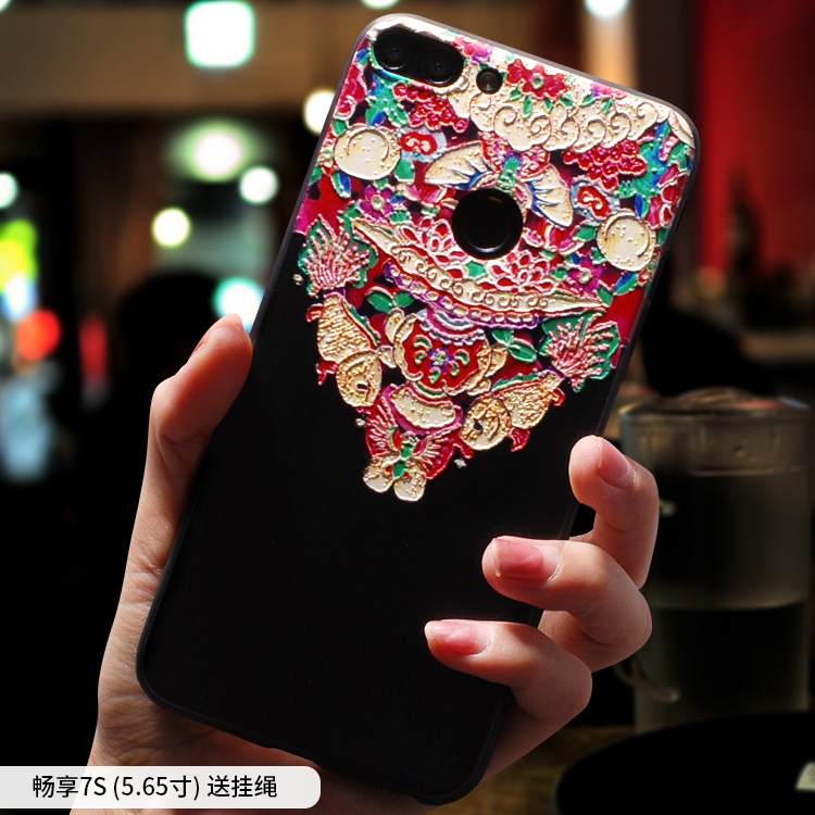 Kuori Huawei Y6 Pro 2017 Laukut Kiinalainen Tyyli Murtumaton, Kotelo Huawei Y6 Pro 2017 Silikoni Etninen Sininen