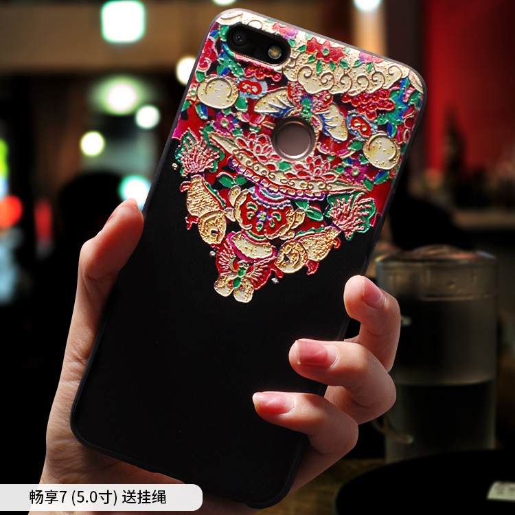 Kuori Huawei Y6 Pro 2017 Laukut Kiinalainen Tyyli Murtumaton, Kotelo Huawei Y6 Pro 2017 Silikoni Etninen Sininen