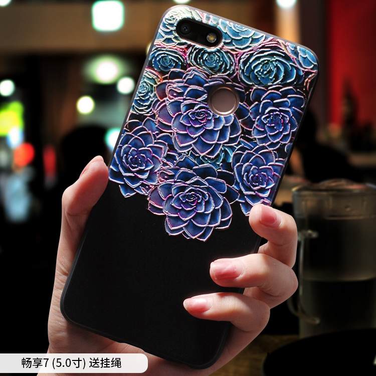 Kuori Huawei Y6 Pro 2017 Laukut Kiinalainen Tyyli Murtumaton, Kotelo Huawei Y6 Pro 2017 Silikoni Etninen Sininen