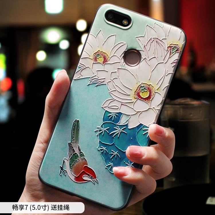 Kuori Huawei Y6 Pro 2017 Laukut Kiinalainen Tyyli Murtumaton, Kotelo Huawei Y6 Pro 2017 Silikoni Etninen Sininen