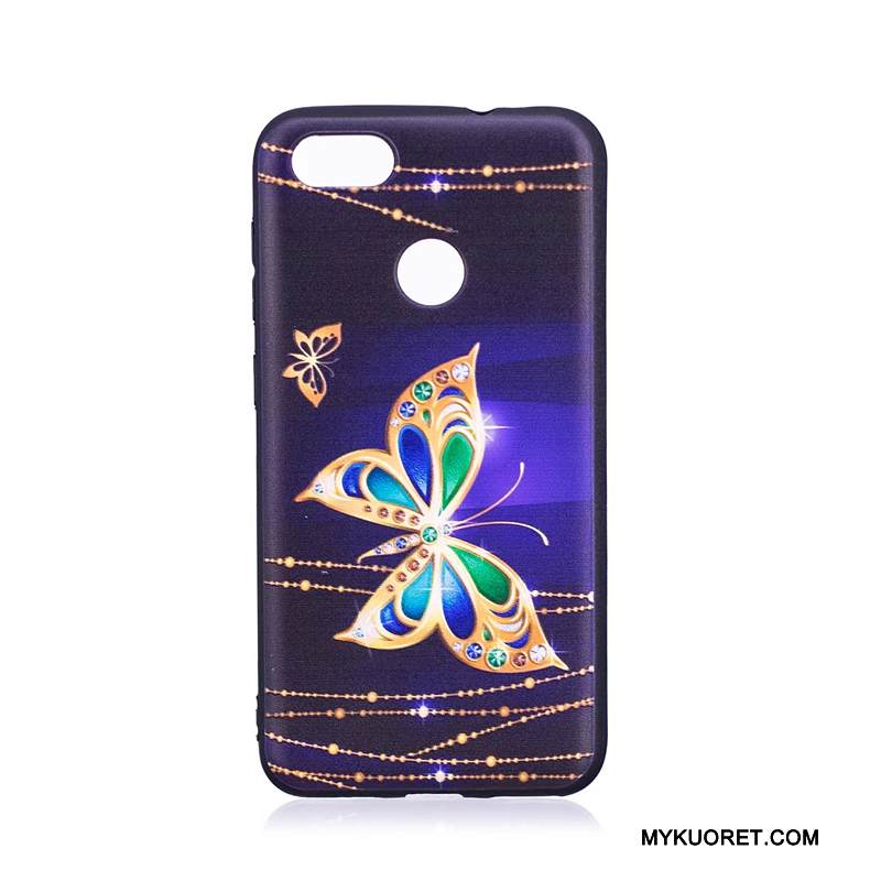 Kuori Huawei Y6 Pro 2017 Pehmeä Neste Puhelimen Kuoret Trendi, Kotelo Huawei Y6 Pro 2017 Suojaus Tummansininen