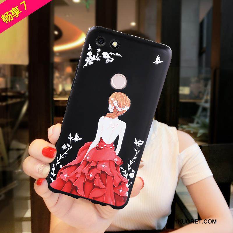 Kuori Huawei Y6 Pro 2017 Silikoni Puhelimen Kuoret Persoonallisuus, Kotelo Huawei Y6 Pro 2017 Pehmeä Neste Punainen