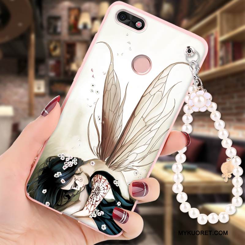 Kuori Huawei Y6 Pro 2017 Suojaus Murtumaton Ripustettavat Koristeet, Kotelo Huawei Y6 Pro 2017 Sarjakuva Vihreä Puhelimen Kuoret