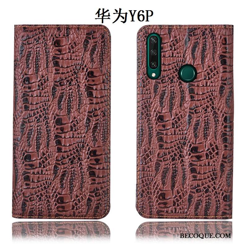 Kuori Huawei Y6p Kuoret Musta Puhelimen Kuoret, Kotelo Huawei Y6p Nahka Murtumaton Krokotiili
