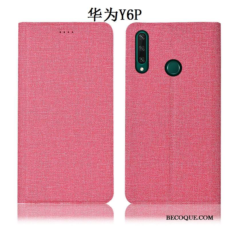 Kuori Huawei Y6p Kuoret Puhelimen Kuoret Pellava, Kotelo Huawei Y6p Nahka Sininen Murtumaton