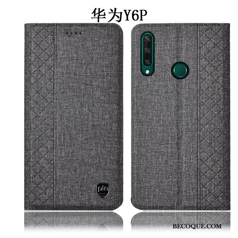 Kuori Huawei Y6p Suojaus Murtumaton Puhelimen Kuoret, Kotelo Huawei Y6p Laukut Harmaa Pellava