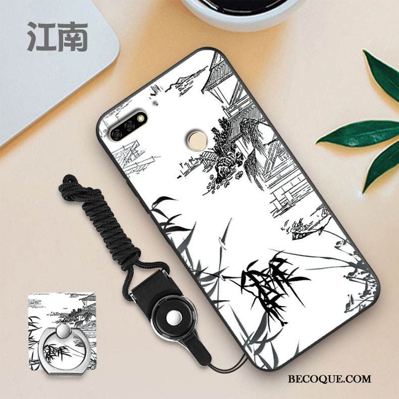 Kuori Huawei Y7 2018 Pehmeä Neste Musta Puhelimen Kuoret, Kotelo Huawei Y7 2018 Sininen Kalvo