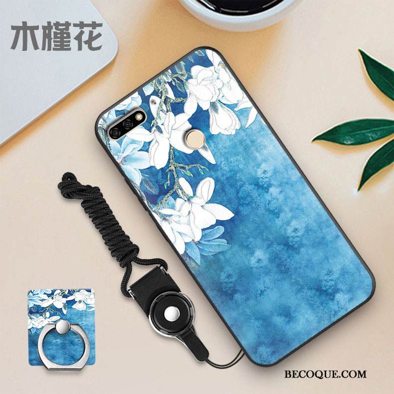 Kuori Huawei Y7 2018 Pehmeä Neste Musta Puhelimen Kuoret, Kotelo Huawei Y7 2018 Sininen Kalvo