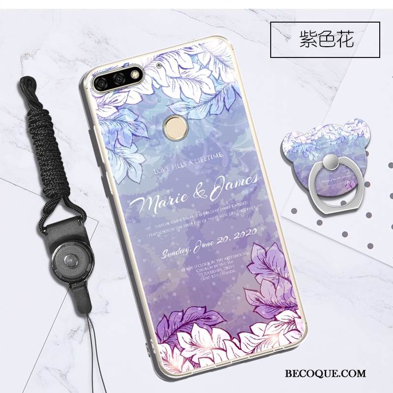 Kuori Huawei Y7 2018 Pehmeä Neste Puhelimen Kuoret Violetti, Kotelo Huawei Y7 2018 Suojaus Ripustettavat Koristeet