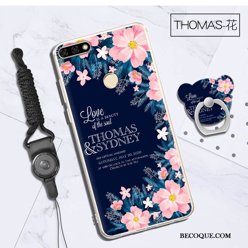 Kuori Huawei Y7 2018 Pehmeä Neste Puhelimen Kuoret Violetti, Kotelo Huawei Y7 2018 Suojaus Ripustettavat Koristeet