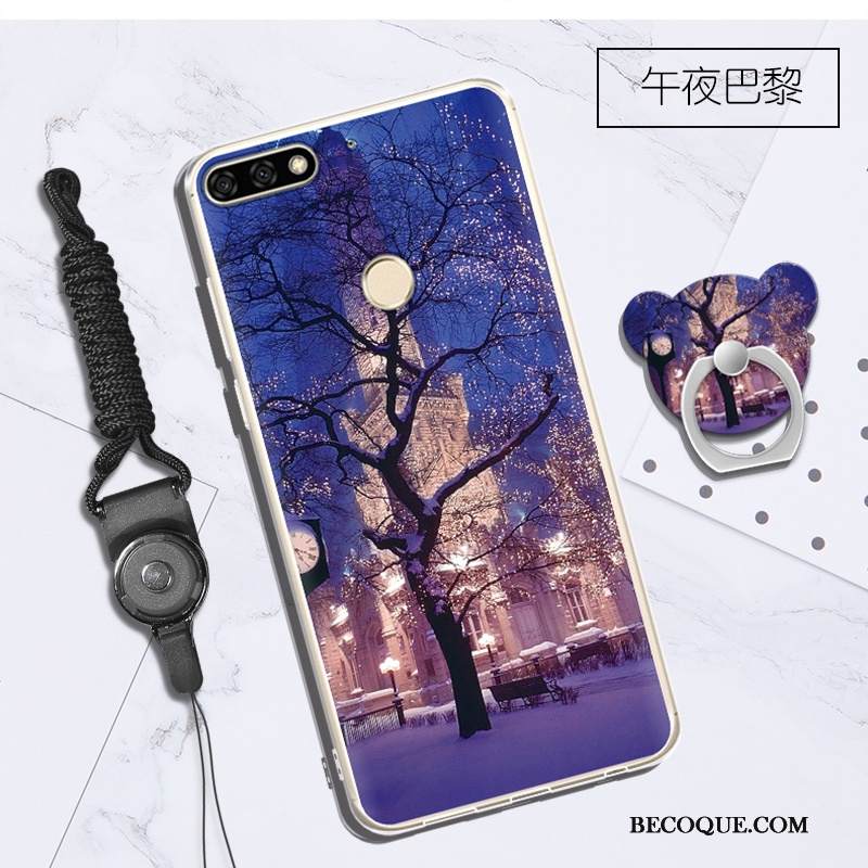 Kuori Huawei Y7 2018 Pehmeä Neste Puhelimen Kuoret Violetti, Kotelo Huawei Y7 2018 Suojaus Ripustettavat Koristeet