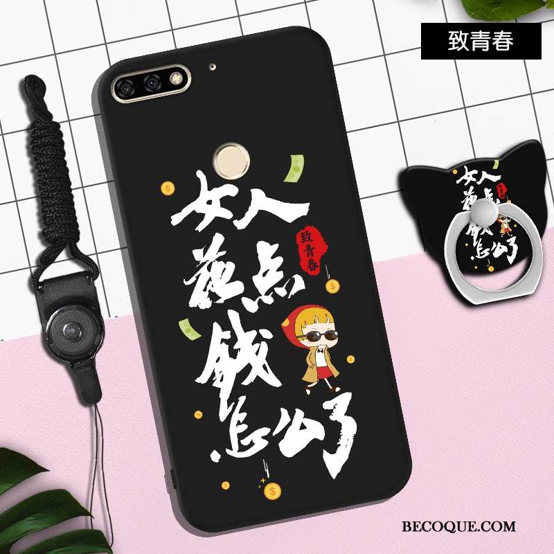 Kuori Huawei Y7 2018 Sarjakuva Puhelimen Kuoret Rakastunut, Kotelo Huawei Y7 2018 Laukut Pesty Suede Trendi