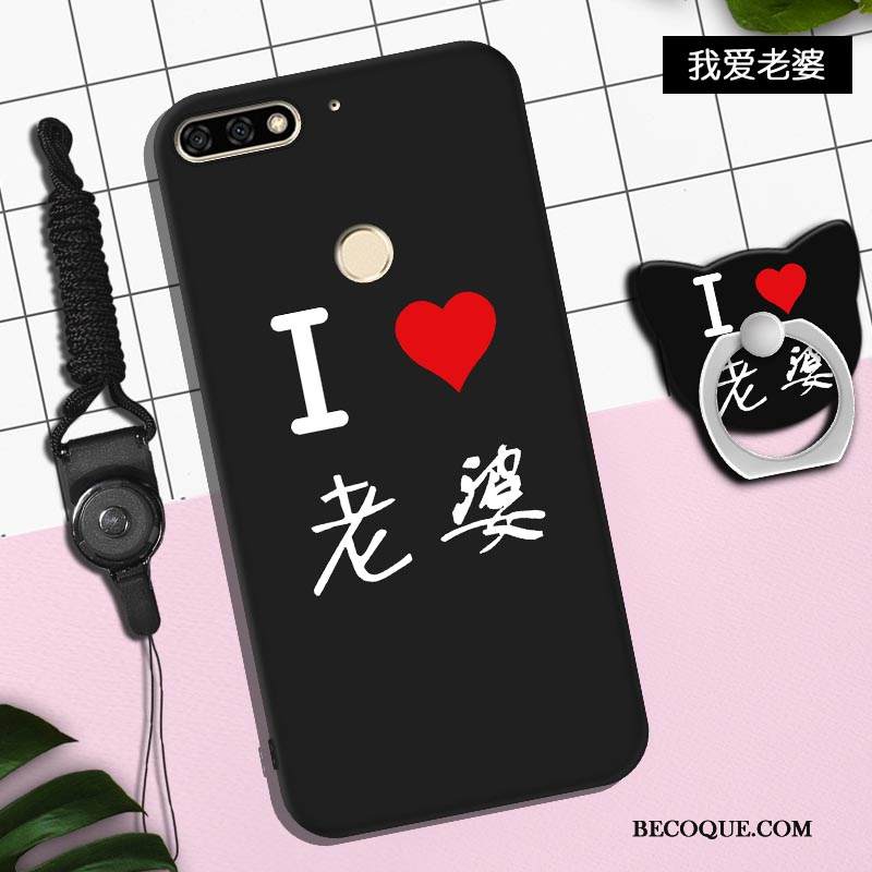 Kuori Huawei Y7 2018 Sarjakuva Puhelimen Kuoret Rakastunut, Kotelo Huawei Y7 2018 Laukut Pesty Suede Trendi