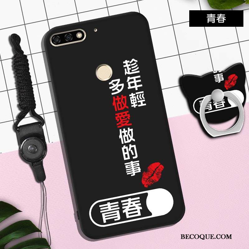 Kuori Huawei Y7 2018 Sarjakuva Puhelimen Kuoret Rakastunut, Kotelo Huawei Y7 2018 Laukut Pesty Suede Trendi