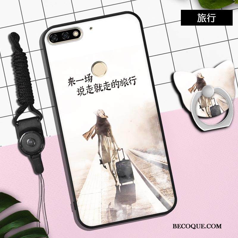 Kuori Huawei Y7 2018 Sarjakuva Puhelimen Kuoret Rakastunut, Kotelo Huawei Y7 2018 Laukut Pesty Suede Trendi