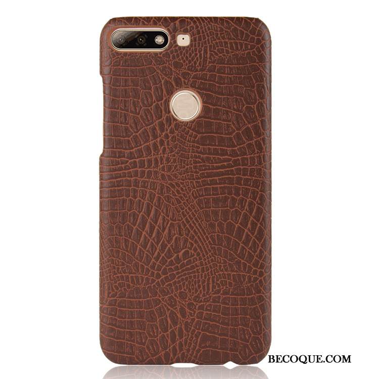 Kuori Huawei Y7 2018 Vuosikerta Kukkakuvio Puhelimen Kuoret, Kotelo Huawei Y7 2018 Suojaus Kova Krokotiili