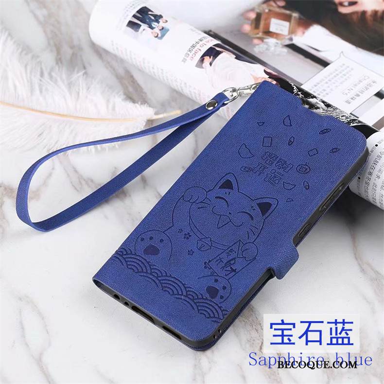 Kuori Huawei Y7 2019 Nahka Sininen Murtumaton, Kotelo Huawei Y7 2019 Kuoret Puhelimen Kuoret