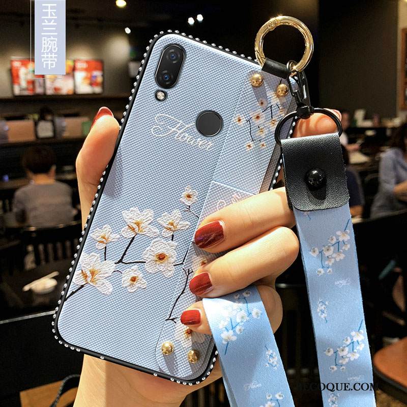 Kuori Huawei Y7 2019 Silikoni Ripustettavat Koristeet Murtumaton, Kotelo Huawei Y7 2019 Rhinestone Inlay Trendi Punainen