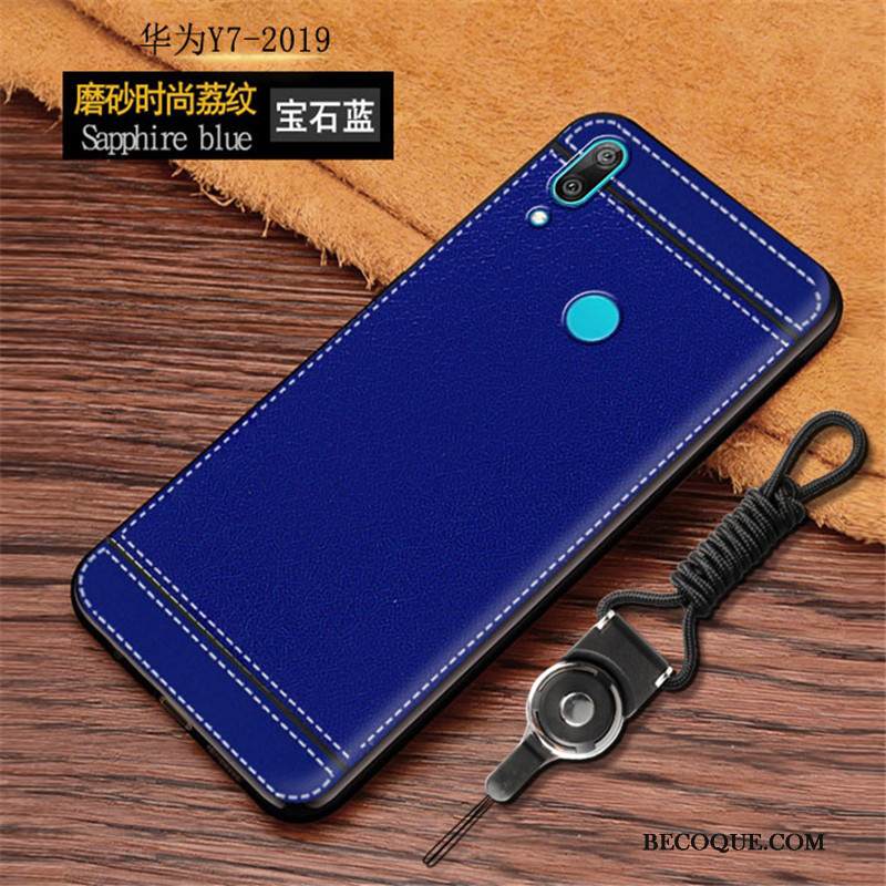 Kuori Huawei Y7 2019 Suojaus Puhelimen Kuoret Sininen, Kotelo Huawei Y7 2019 Nahka Kukkakuvio Persoonallisuus