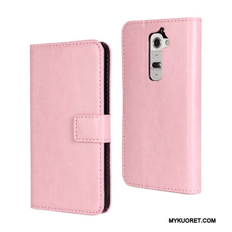 Kuori Lg G2 Nahka Punainen Kortti, Kotelo Lg G2 Kuoret Puhelimen Kuoret