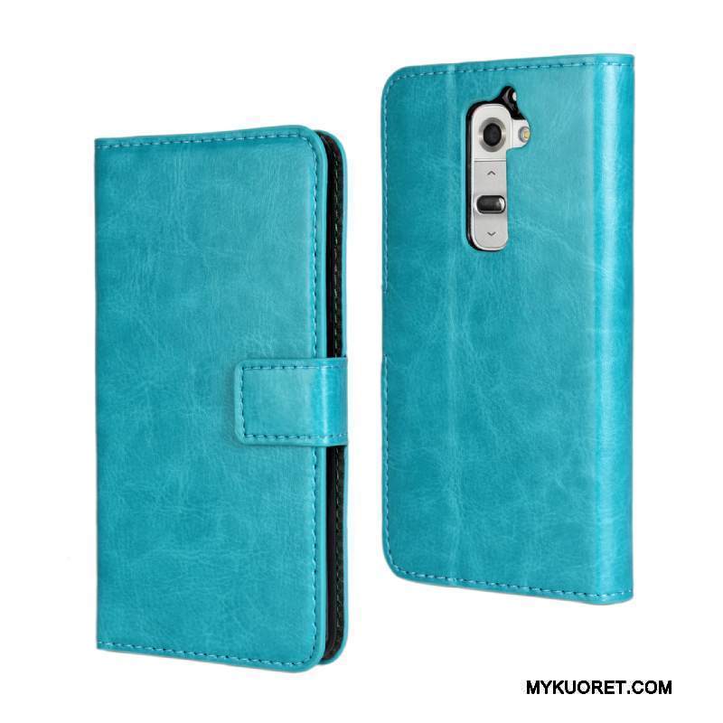 Kuori Lg G2 Nahka Punainen Kortti, Kotelo Lg G2 Kuoret Puhelimen Kuoret