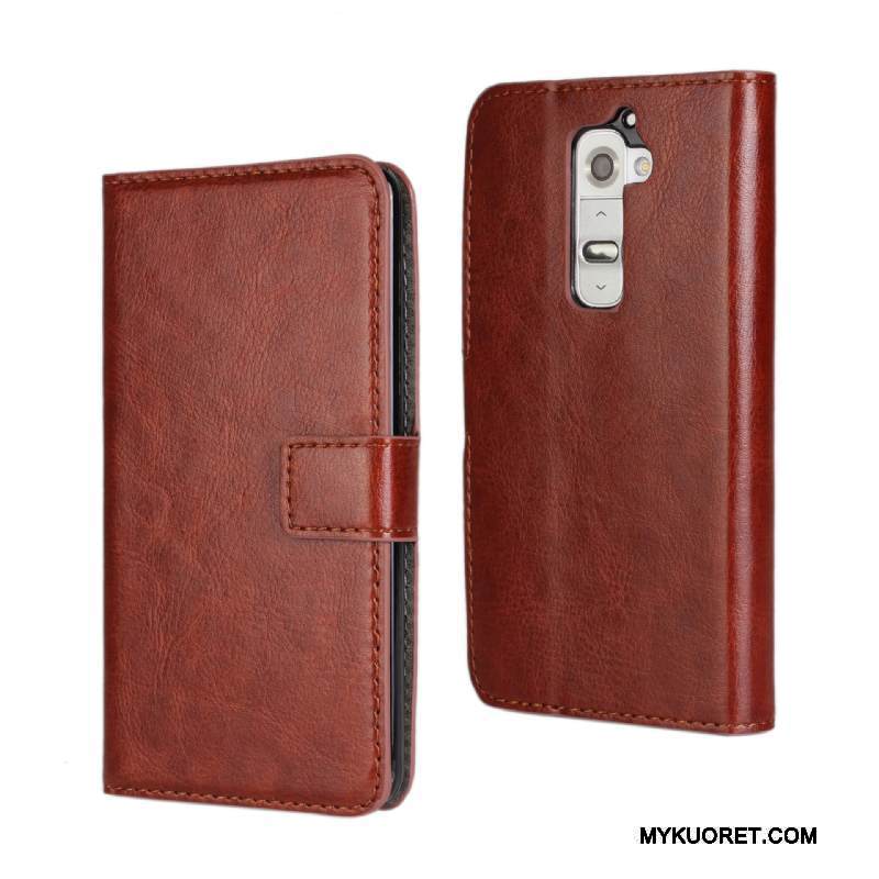 Kuori Lg G2 Nahka Punainen Kortti, Kotelo Lg G2 Kuoret Puhelimen Kuoret