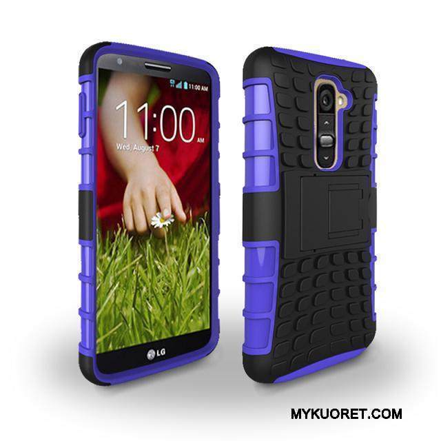 Kuori Lg G2 Tuki Murtumaton Sininen, Kotelo Lg G2 Suojaus Puhelimen Kuoret Panssari