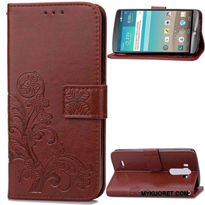 Kuori Lg G3 Nahka Sininen Puhelimen Kuoret, Kotelo Lg G3 Salkku Murtumaton Kukka