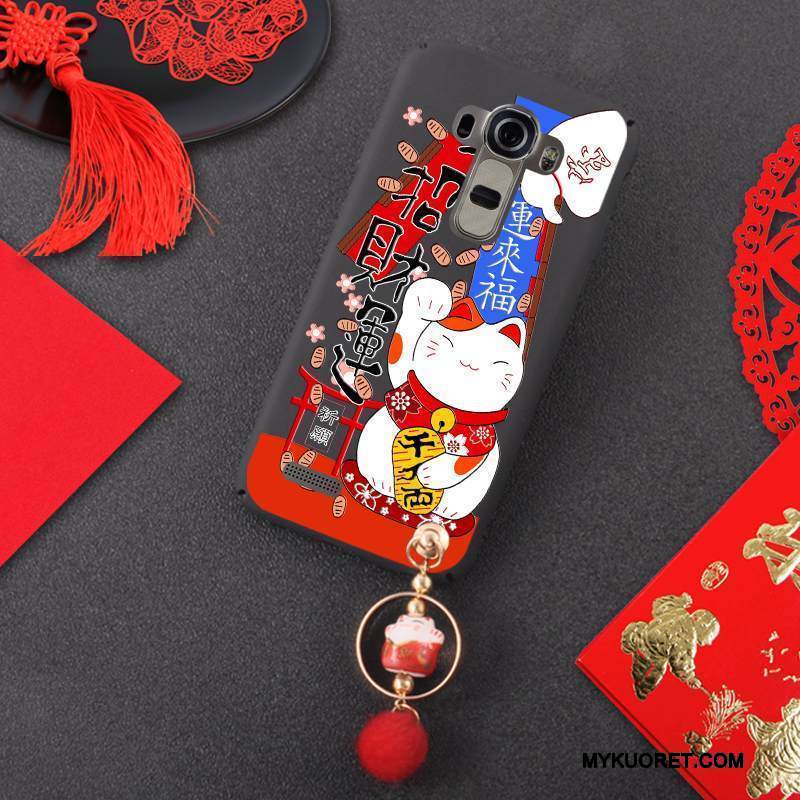 Kuori Lg G4 Laukut Rikkaus Pesty Suede, Kotelo Lg G4 Musta Ripustettavat Koristeet