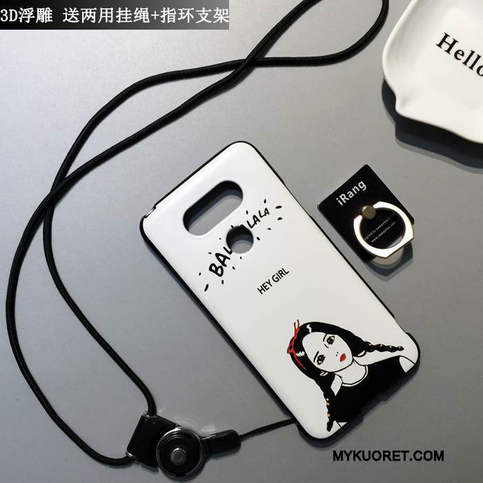 Kuori Lg G5 Sarjakuva Puhelimen Kuoret Pesty Suede, Kotelo Lg G5 Suojaus Valkoinen Murtumaton