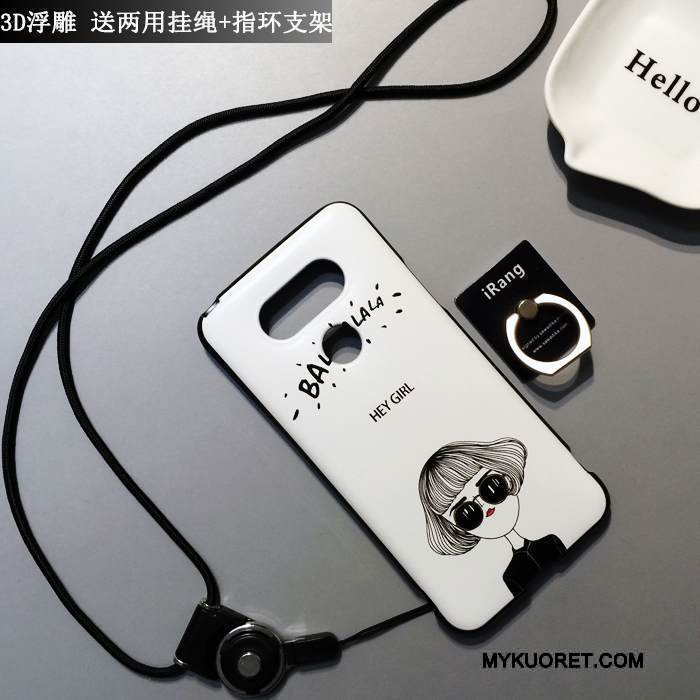 Kuori Lg G5 Sarjakuva Puhelimen Kuoret Pesty Suede, Kotelo Lg G5 Suojaus Valkoinen Murtumaton