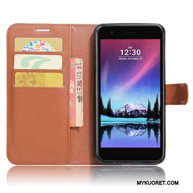 Kuori Lg K10 2017 Salkku Punainen Puhelimen Kuoret, Kotelo Lg K10 2017 Nahka Murtumaton Kortti