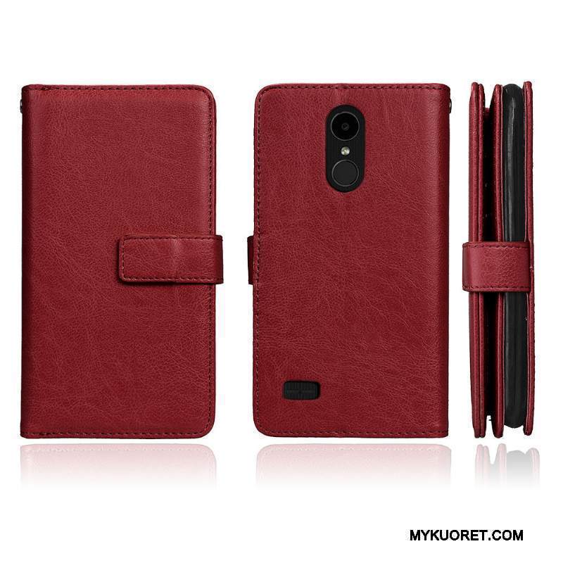 Kuori Lg K4 2017 Salkku Kortti Murtumaton, Kotelo Lg K4 2017 Kuoret Punainen Puhelimen Kuoret