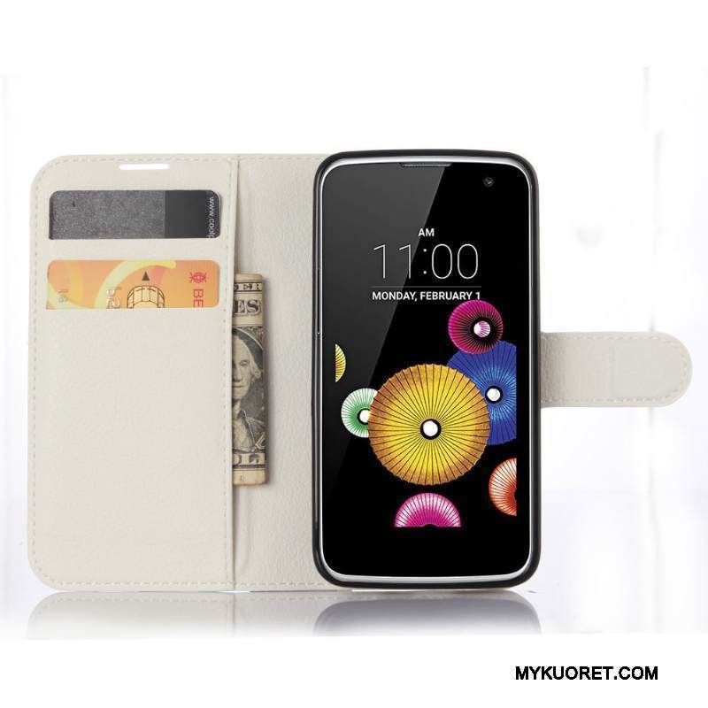 Kuori Lg K4 Nahka Musta Puhelimen Kuoret, Kotelo Lg K4 Salkku Kortti