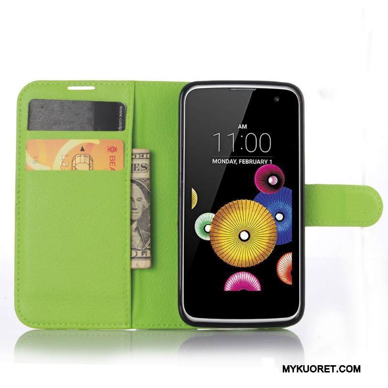 Kuori Lg K4 Nahka Musta Puhelimen Kuoret, Kotelo Lg K4 Salkku Kortti