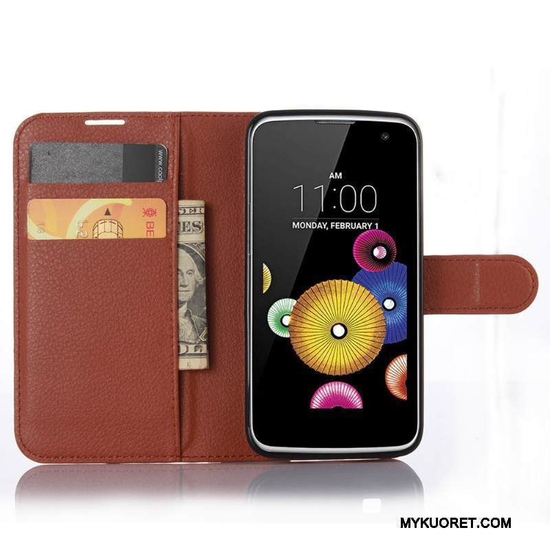 Kuori Lg K4 Nahka Musta Puhelimen Kuoret, Kotelo Lg K4 Salkku Kortti