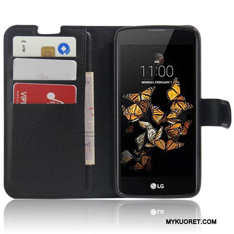 Kuori Lg K8 Nahka Valkoinen Puhelimen Kuoret, Kotelo Lg K8 Suojaus Kortti