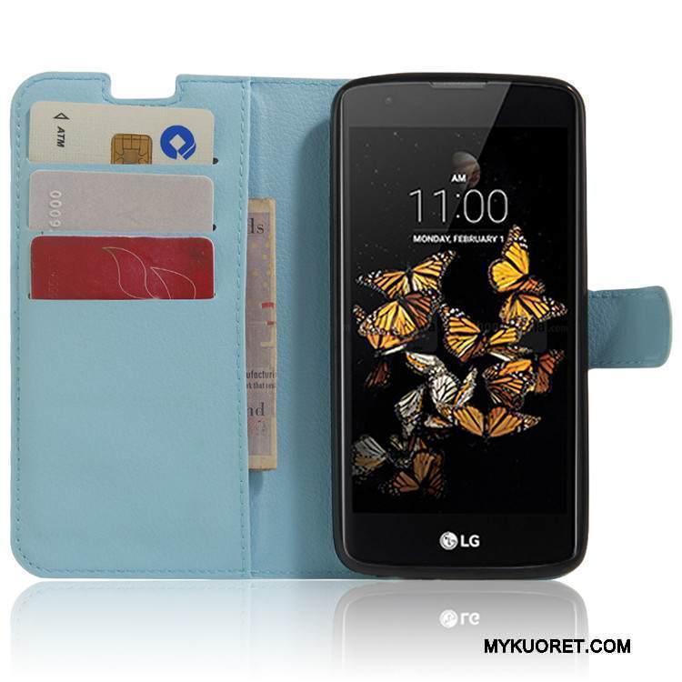 Kuori Lg K8 Nahka Valkoinen Puhelimen Kuoret, Kotelo Lg K8 Suojaus Kortti