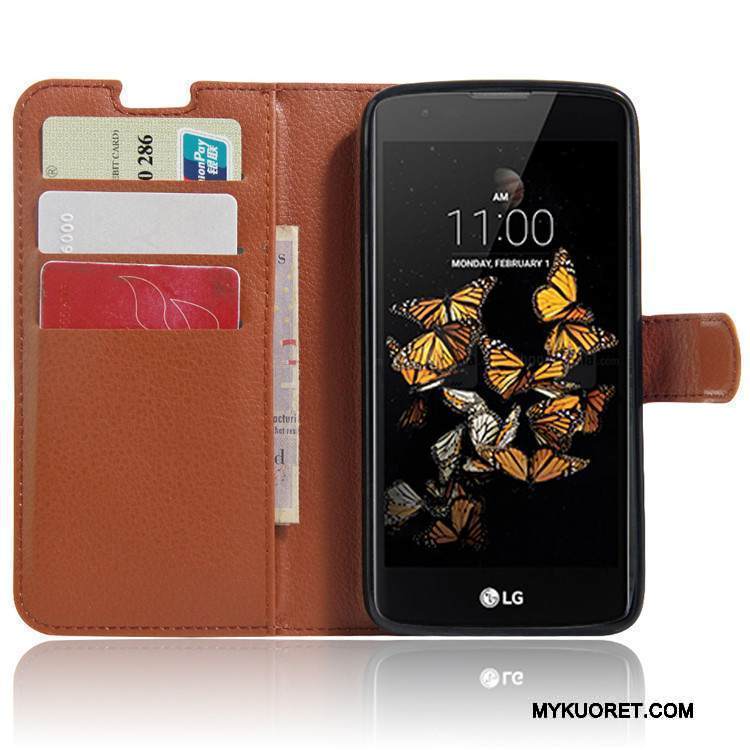 Kuori Lg K8 Nahka Valkoinen Puhelimen Kuoret, Kotelo Lg K8 Suojaus Kortti