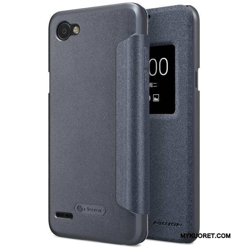 Kuori Lg Q6 Nahka Kulta Puhelimen Kuoret, Kotelo Lg Q6 Kuoret Kevyt Avaa Ikkuna