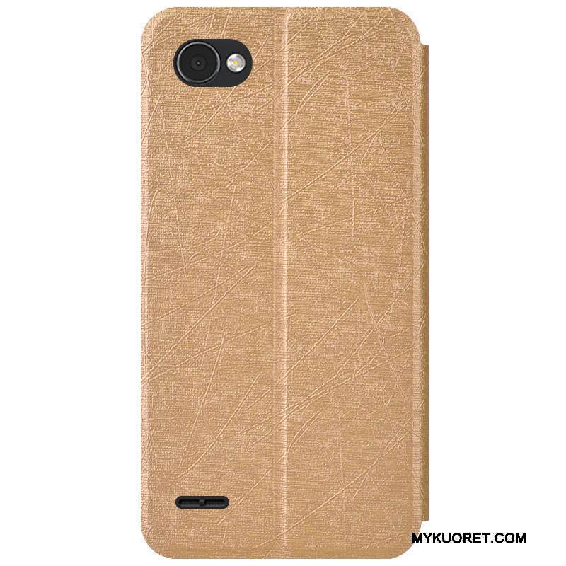 Kuori Lg Q6 Tuki Puhelimen Kuoret Kulta, Kotelo Lg Q6 Nahka Väriset Murtumaton