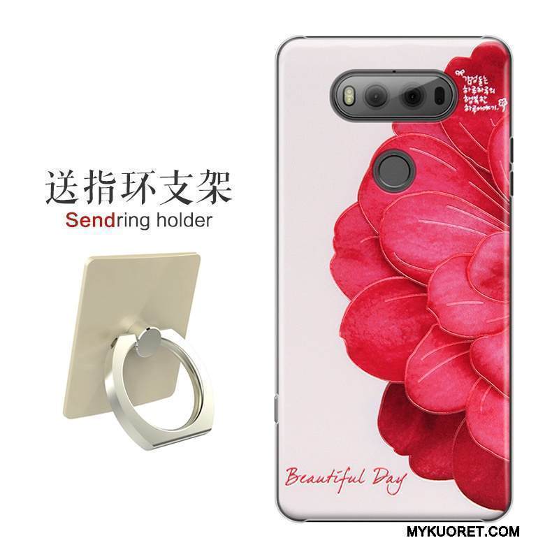 Kuori Lg V20 Kohokuviointi Kova Tuuli, Kotelo Lg V20 Suojaus Ulotteinen Punainen