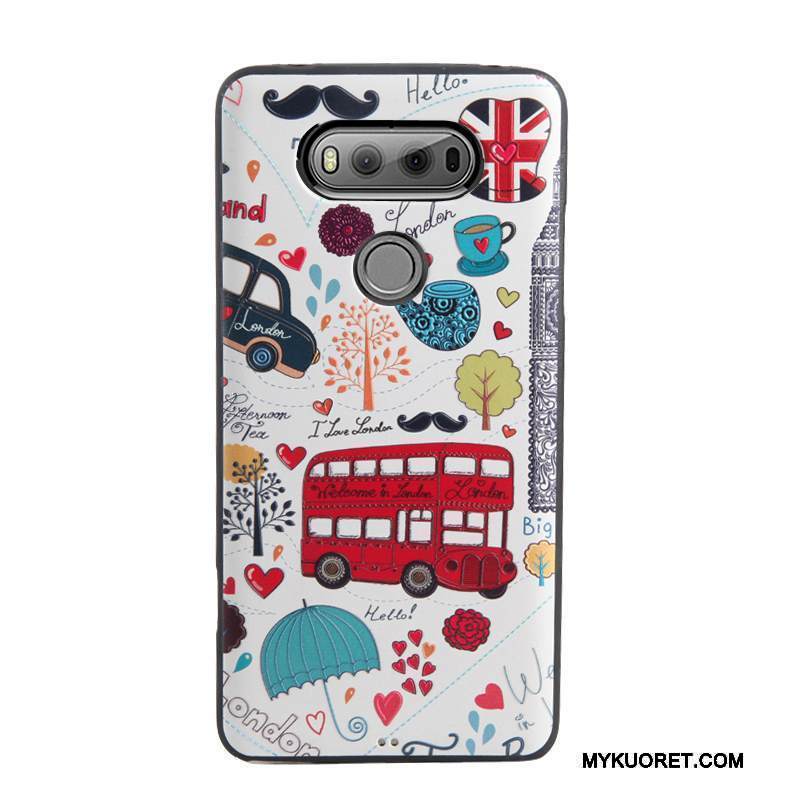 Kuori Lg V20 Kohokuviointi Murtumaton Pesty Suede, Kotelo Lg V20 Laukut Ripustettavat Koristeet Puhelimen Kuoret