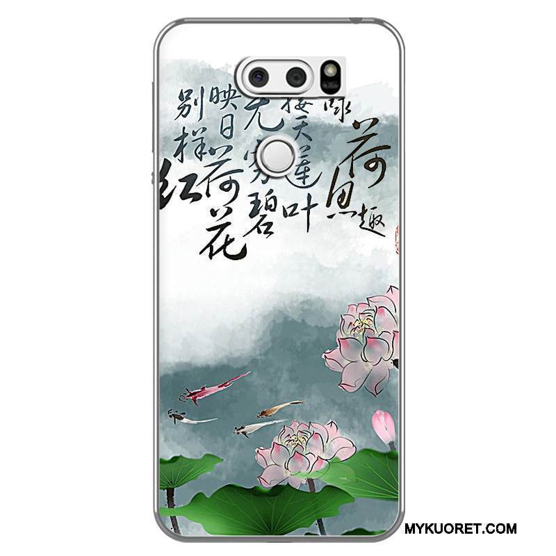 Kuori Lg V30 Luova Kiinalainen Tyyli Persoonallisuus, Kotelo Lg V30 Pehmeä Neste Valkoinen Puhelimen Kuoret