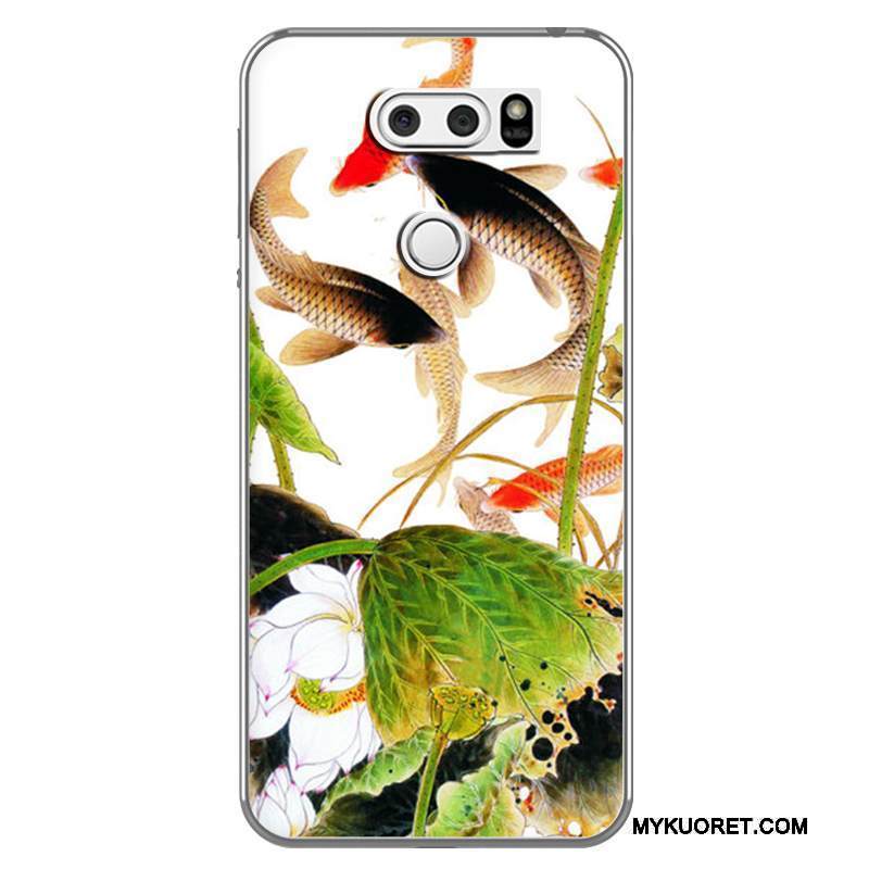 Kuori Lg V30 Luova Kiinalainen Tyyli Persoonallisuus, Kotelo Lg V30 Pehmeä Neste Valkoinen Puhelimen Kuoret