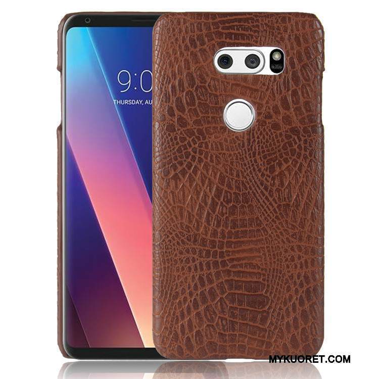 Kuori Lg V30 Nahka Murtumaton Krokotiili, Kotelo Lg V30 Suojaus Jauhe Kova