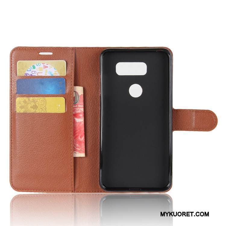 Kuori Lg V30 Tuki Musta, Kotelo Lg V30 Nahka